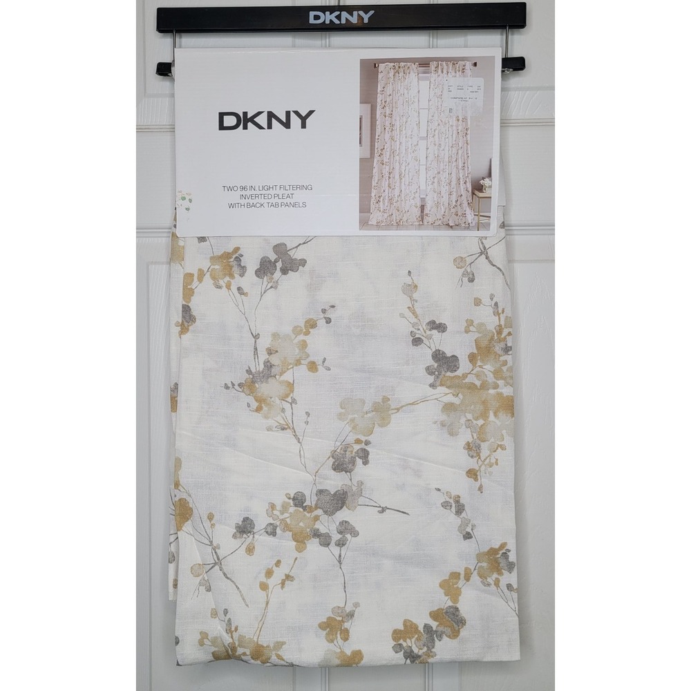 DKNY 2 Light Filtering Inverted Pleat Back Tab Panels Wallflower 32x96 Curtains